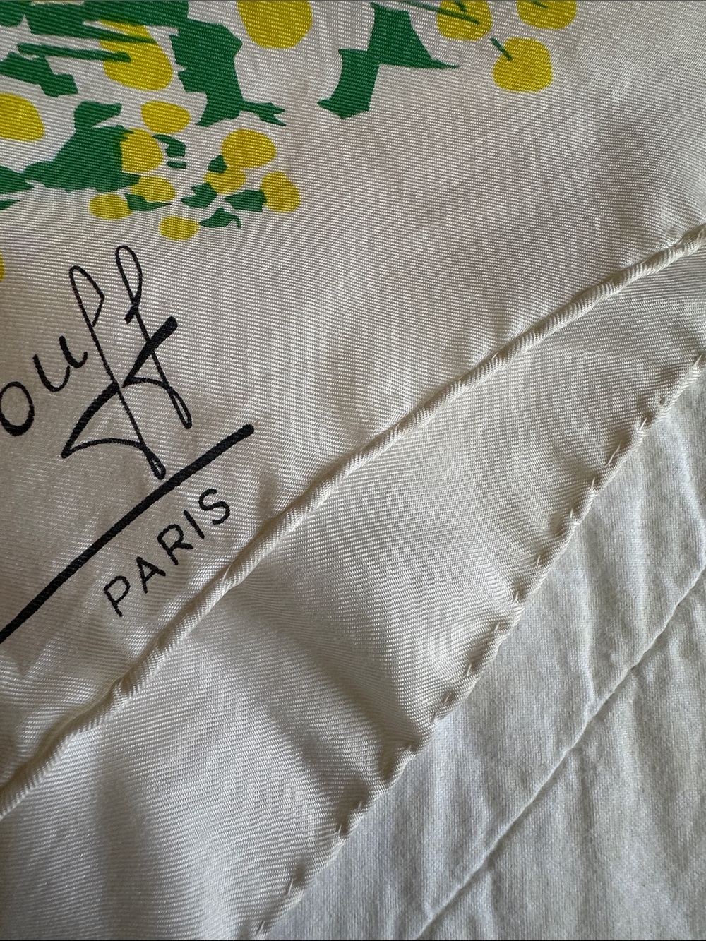 F—Floral silk scarf - White with Orange, Green & Purple - Picture 5 of 8